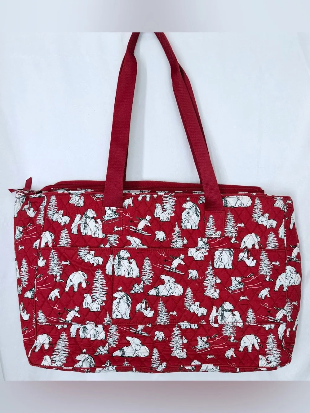 Vera Bradley Red Quilted Tote with White Polar Bear Print